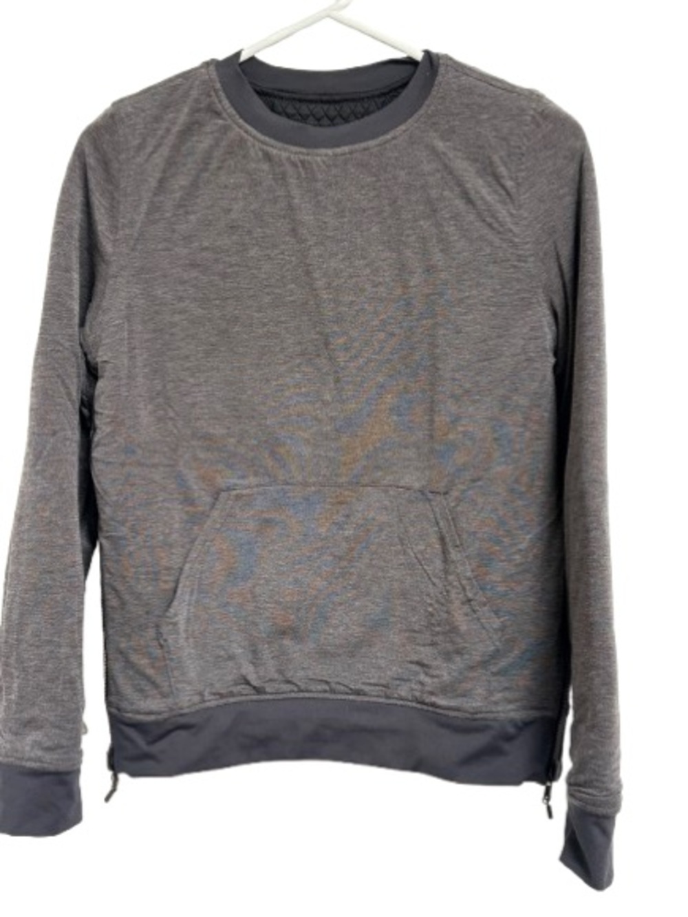 Girl's Ivivva Grey Reversible Pullover Sweatshirt with Kangaroo Pocket